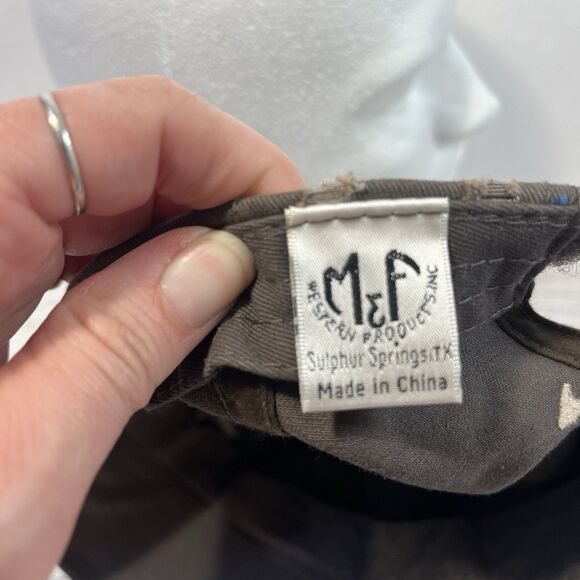 Ariat Men's Distressed Adjustable Strap Back Cap Hat Brown EUC - Picture 6 of 10